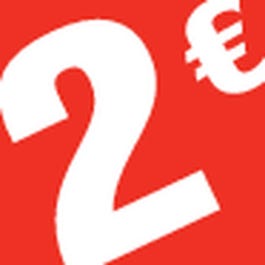 Sticker 2� 3.3x3.3cm rouge/blanc - par 500 Sticker 2� 3.3x3.3cm rouge/blanc - par 500