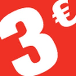 Sticker 3� 3.3x3.3cm rouge/blanc - par 500 Sticker 3� 3.3x3.3cm rouge/blanc - par 500