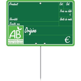 Etiquettes Bio primeur vocc à pique 15x10cm - sachet de 10 Etiquettes Bio primeur vocc à pique 15x10cm - sachet de 10