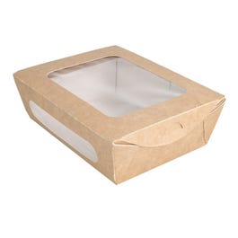 Boîte salade carton Kraft +couv fenêtre 700cc16x12x5cm - par 50 Boîte salade carton Kraft +couv fenêtre 700cc16x12x5cm - par 50
