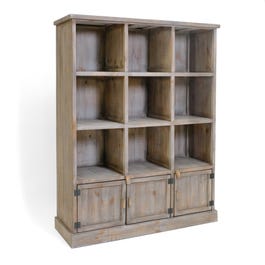 Buffet haut Héritage 9 cases 3 portes pin vieilli L119xP39xH150cm Buffet haut Héritage 9 cases 3 portes pin vieilli L119xP39xH150cm