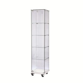 Vitrine colonne verre socle blanc et serrure L40xP40xH180cm Vitrine colonne verre socle blanc et serrure L40xP40xH180cm