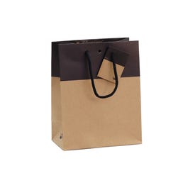 Sac luxe bicolore kraft /noir 18+10x22.7cm - par 10 Sac luxe bicolore kraft /noir 18+10x22.7cm - par 10