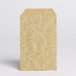 Pochettes cadeaux kraft lisse Feuilles d'or 7x12cm - par 150 Pochettes cadeaux kraft lisse Feuilles d'or 7x12cm - par 150