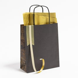 Sac kraft Spirales cuivres poignées torsadées noires 18x8x22cm - par 50 Sac kraft Spirales cuivres poignées torsadées noires 18x8x22cm - par 50