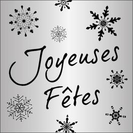Etiquette cadeau adhésive Joyeuses Fêtes argent 40x40mm - par 500 Etiquette cadeau adhésive Joyeuses Fêtes argent 40x40mm - par 500