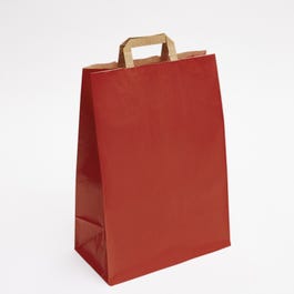 Sac kraft vergé rouge poignées plates 32x17x45cm - par 50 Sac kraft vergé rouge poignées plates 32x17x45cm - par 50