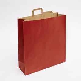 Sac kraft vergé rouge poignées plates 45x15x49cm - par 50 Sac kraft vergé rouge poignées plates 45x15x49cm - par 50