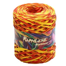 Raphia synthétique bicolore orange / rouge 15mmx200 m Raphia synthétique bicolore orange / rouge 15mmx200 m