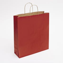Sac kraft lisse poignées torsadées rouge 36x12x41cm - par 50 Sac kraft lisse poignées torsadées rouge 36x12x41cm - par 50