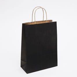 Sac kraft lisse noir poignées torsadées 22x10x29cm - par 50 Sac kraft lisse noir poignées torsadées 22x10x29cm - par 50