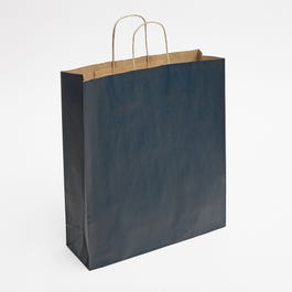 Sac kraft lisse bleu poignées torsadées 36x12x41cm - par 50 Sac kraft lisse bleu poignées torsadées 36x12x41cm - par 50
