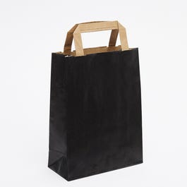 Sac kraft vergé noir poignées plates 18x8x24cm - par 50 Sac kraft vergé noir poignées plates 18x8x24cm - par 50