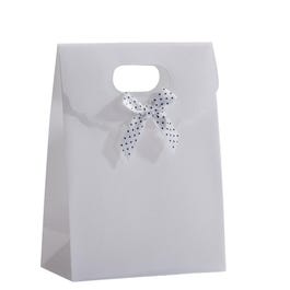 Pochette cadeau blanc intissé à noeud L19xP8xH26cm - par 10