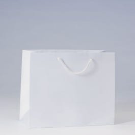 Sac Luxe pelliculé blanc 32x13x26cm - par 12 Sac Luxe pelliculé blanc 32x13x26cm - par 12