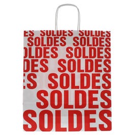 Sac SOLDES J'M kraft blanc 36x12x41 poignées torsadées - par 50 Sac SOLDES J'M kraft blanc 36x12x41 poignées torsadées - par 50