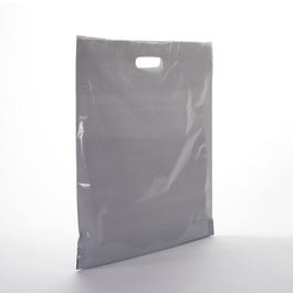 Sac plastique à poignées découpées gris 45x50+4cm - paquet de 100 Sac plastique à poignées découpées gris 45x50+4cm - paquet de 100