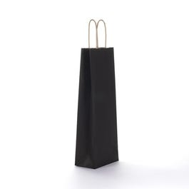 Sac 1 bouteille noir poignées torsadées 14x8.5x39.5 cm - par 50 Sac 1 bouteille noir poignées torsadées 14x8.5x39.5 cm - par 50