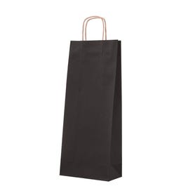 Sac 2 bouteilles noir poignées torsadées 18x39+8,5cm - par 50