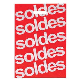 Sac SOLDES poignées découpées PEBD 50µ 35x50+5cm - par 200 Sac SOLDES poignées découpées PEBD 50µ 35x50+5cm - par 200