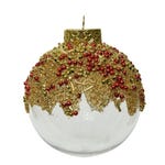 Boule de Noël incassable blanche avec perles Ø8cm