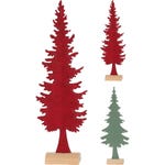 Sapin bois et feutrine H42cm 2 coloris possibles rouge/vert