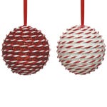Boule mousse Ø10cm rouge et blanc paillettes 2 modèles possibles