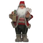 Père Noël nature rouge,marron et fourrure H 120cm