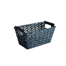Panier rectangle noir à anses bois L29xP14xH18cm Panier rectangle noir à anses bois L29xP14xH18cm
