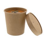 Gobelet à soupe avec couvercle carton brun
