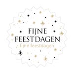 Etiquette cadeau adhésive Fijne Feestdagen étoile blanc 35x35mm (NL) - par 500